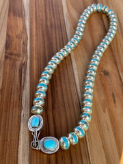 30" Sterling Silver and Turquoise Beads