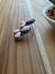 3 Stone Pink conch Earrings