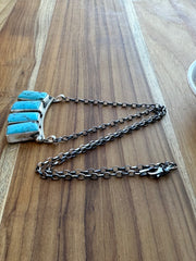 Kingman Turquoise 4 Stone Bar Necklace