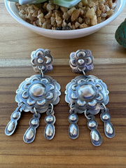 Turquoise and Sterling Silver stamp earrings