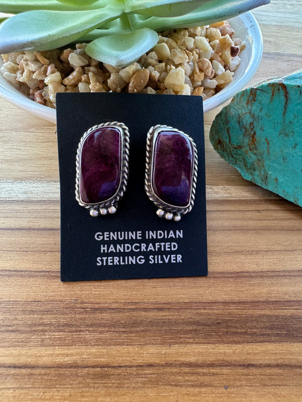 Purple Spiny stud earrings
