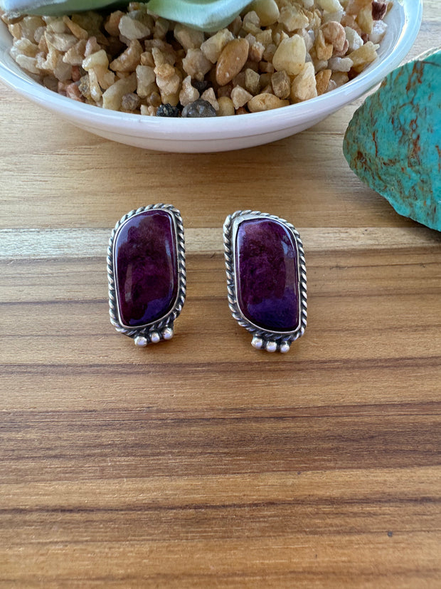 Purple Spiny stud earrings