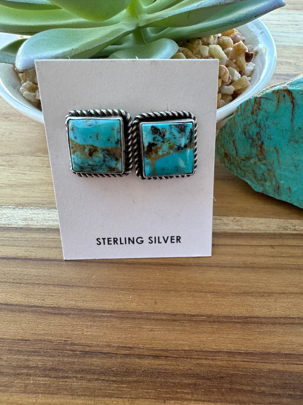Kingman Turquoise Square Earrings