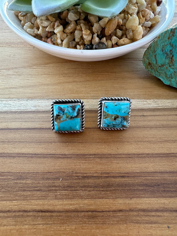 Kingman Turquoise Square Earrings