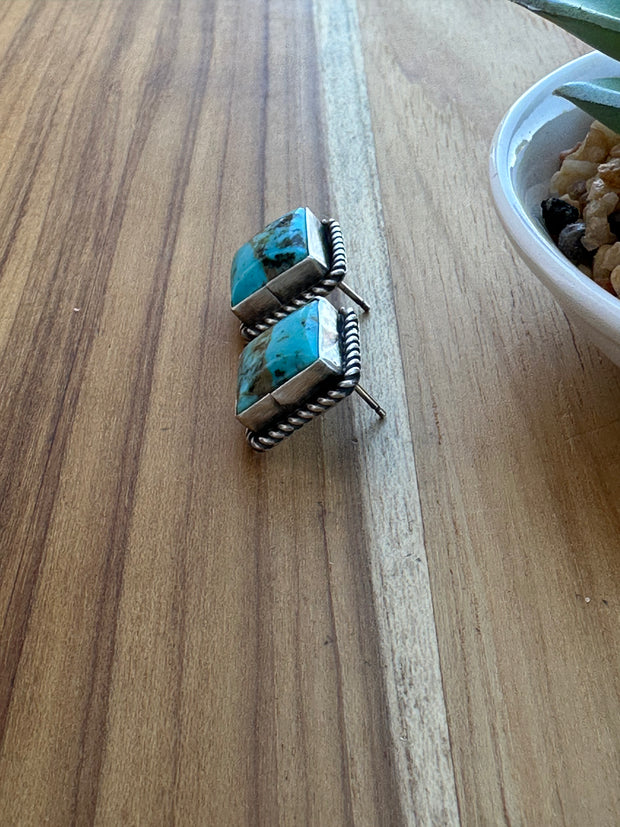 Kingman Turquoise Square Earrings