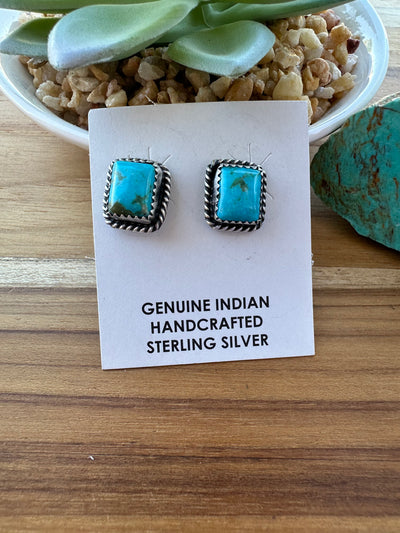 Kingman Turquoise Square Studs