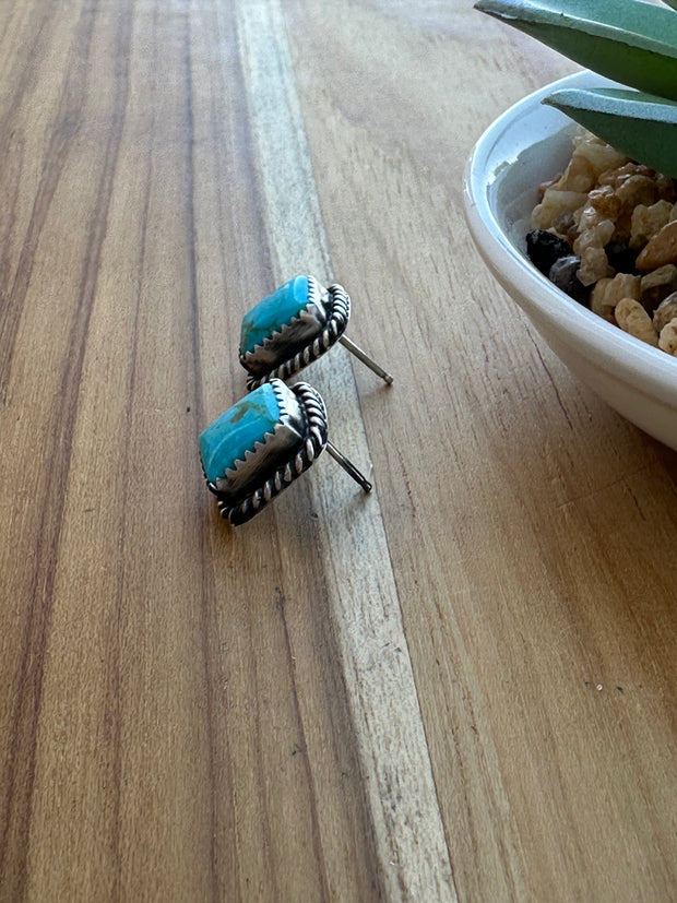 Kingman Turquoise Square Studs