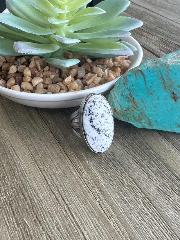 White Buffalo Oval Ring