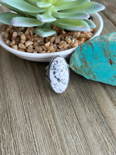 White Buffalo Oval Ring