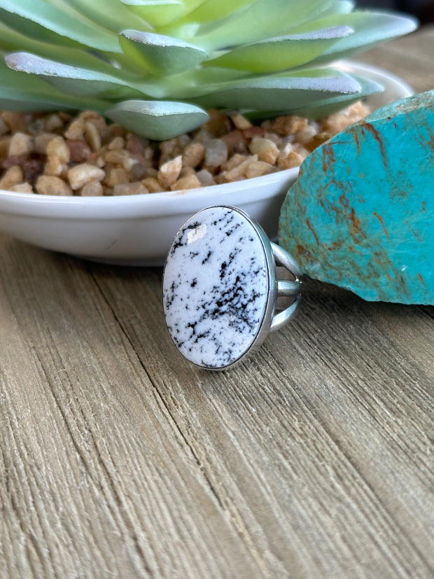 White Buffalo Oval Ring