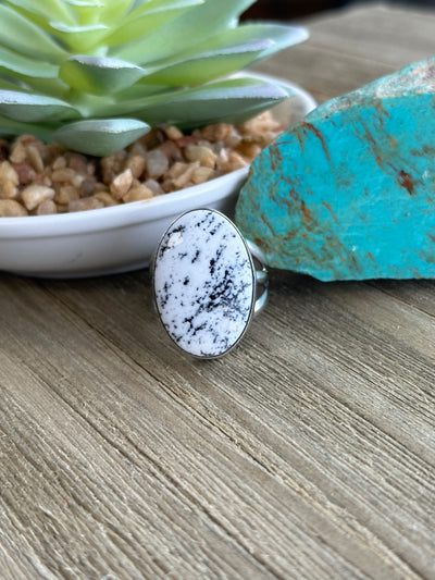 White Buffalo Oval Ring