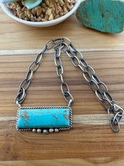 Unisex Kingman Turquoise XL Bar Necklace