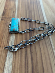 Unisex Kingman Turquoise XL Bar Necklace