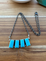 Kingman Turquoise 4 Stone Bar Necklace