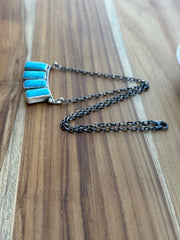 Kingman Turquoise 4 Stone Bar Necklace