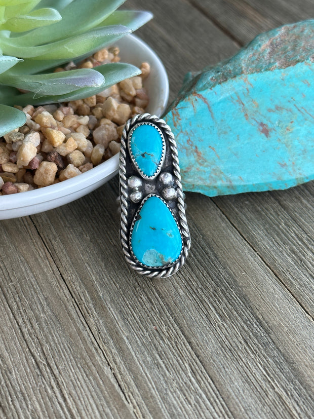 2 Stone Turquoise Ring