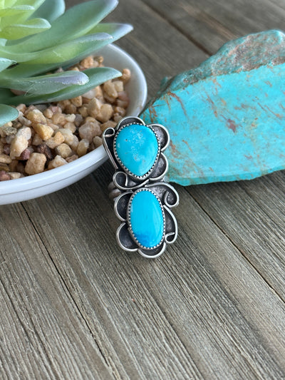 2 Stone Turquoise Ring