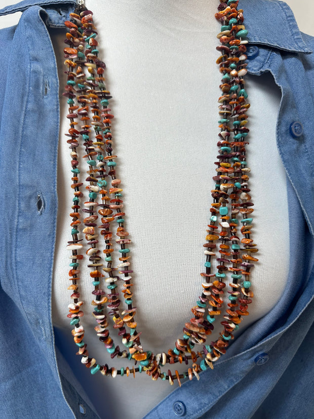 4 Strand Multi Color Heishi Necklace