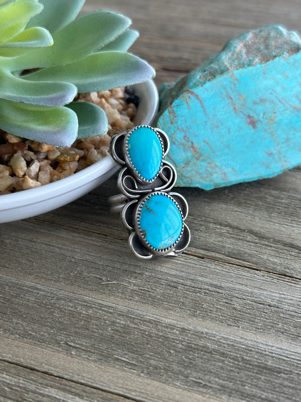 2 Stone Turquoise Ring