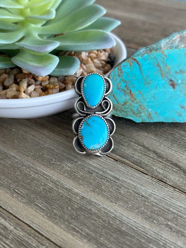 2 Stone Turquoise Ring