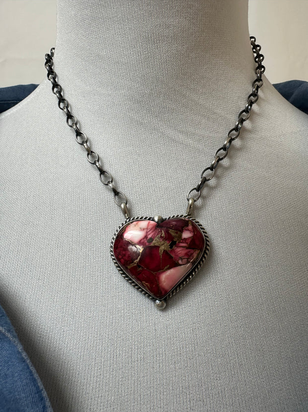 Dahlia Rose Heart Necklace