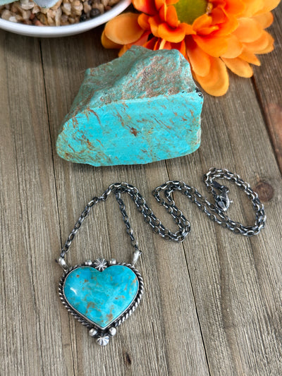 17" Turquoise Heart Necklace