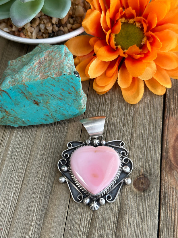 Pink Conch Heart Pendant