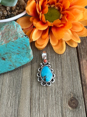 Turquoise and Coral Pendant