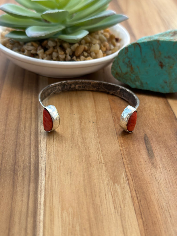 Coral 2 Stone Open Face Cuff