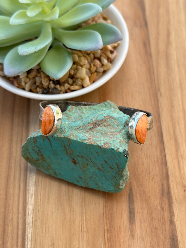 2 Stone Open Face Orange Spiny Cuff