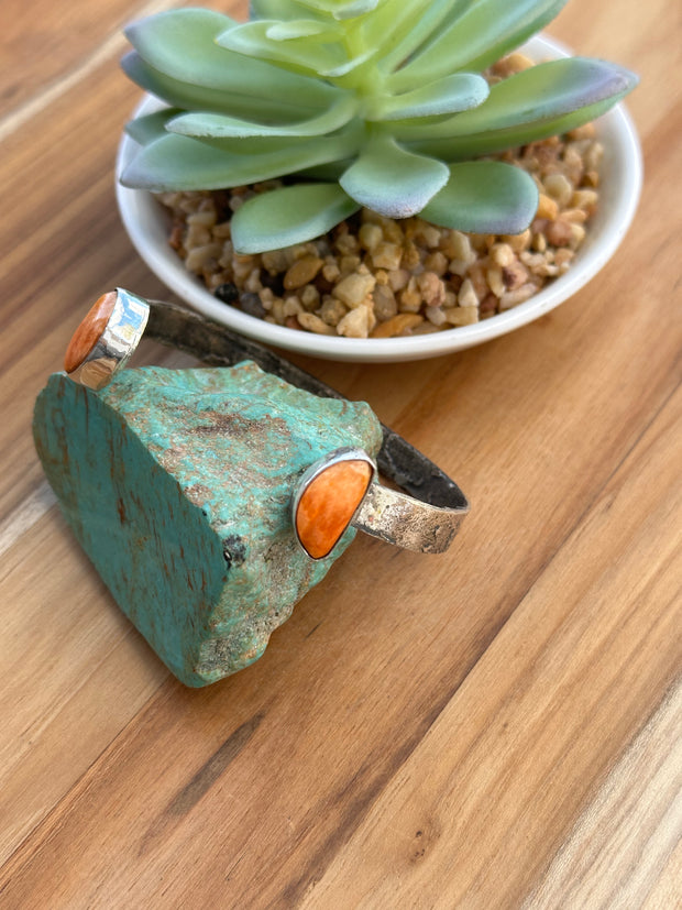 2 Stone Open Face Orange Spiny Cuff