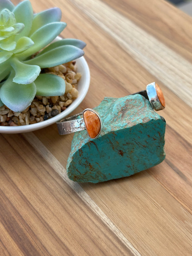 2 Stone Open Face Orange Spiny Cuff
