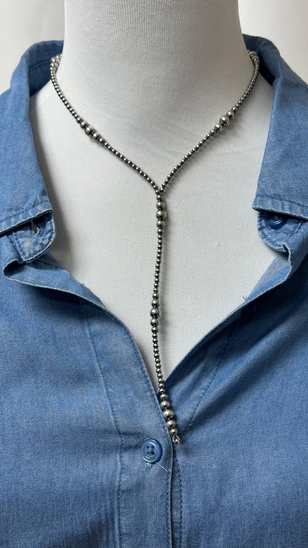 Navajo Style Pearl Y-Necklace