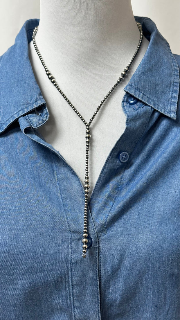 Navajo Style Pearl Y-Necklace