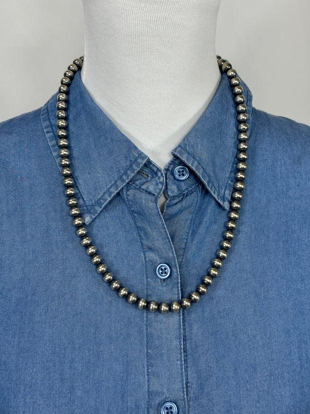 8MM Navajo Style Pearl Necklace