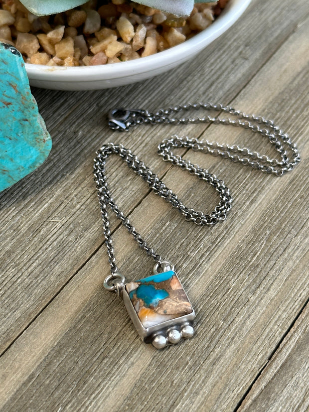 Orange Square Necklace
