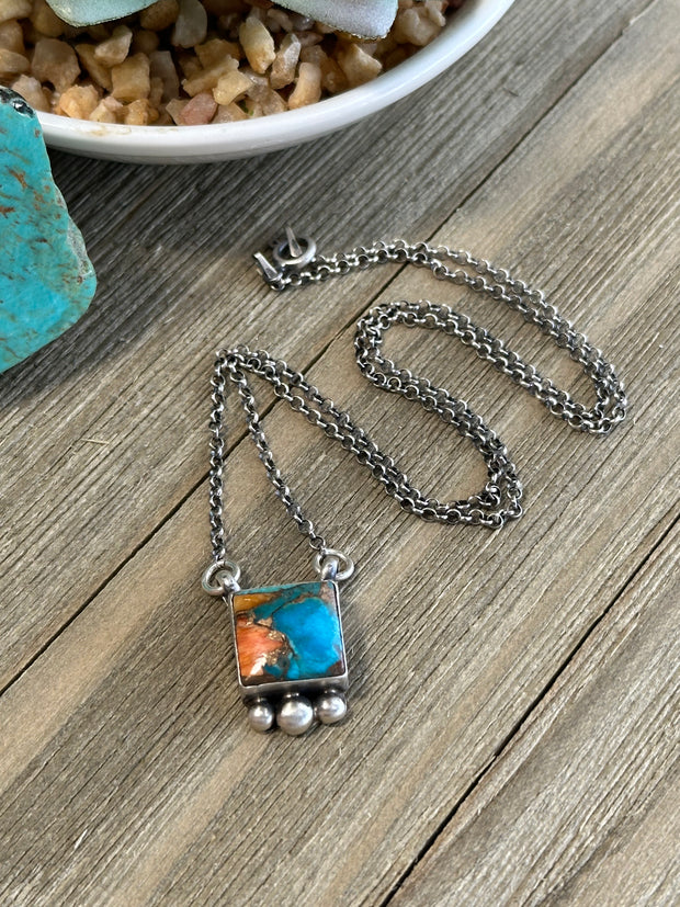 Orange Square Necklace