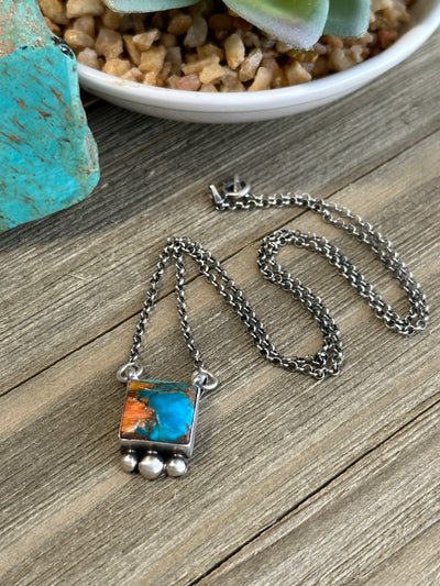 Orange Square Necklace