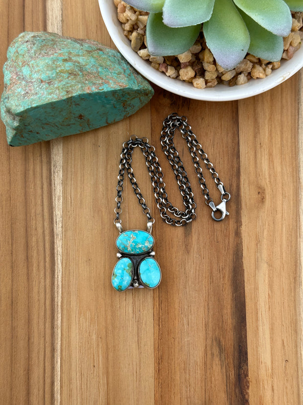 16" Turquoise 3 Stone Pendant