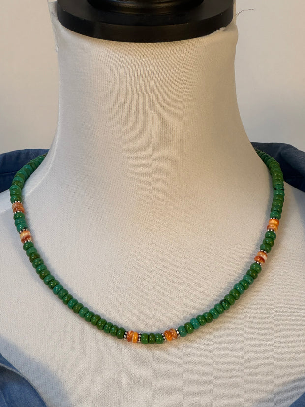 20" Turquoise and Spiny Bead Necklace