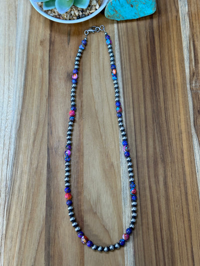 22" Mohave and Dahlia Navajo Bead Necklace