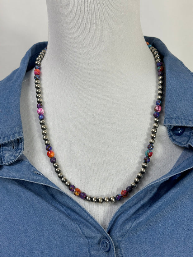 22" Mohave and Dahlia Navajo Bead Necklace