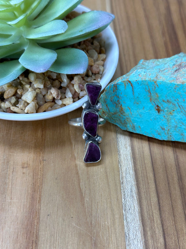 3 Stone Purple Spiny Ring