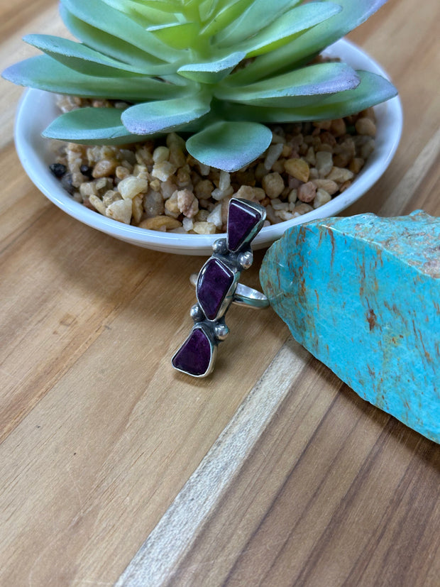 3 Stone Purple Spiny Ring