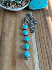 5 Stone Heart Drop Necklace