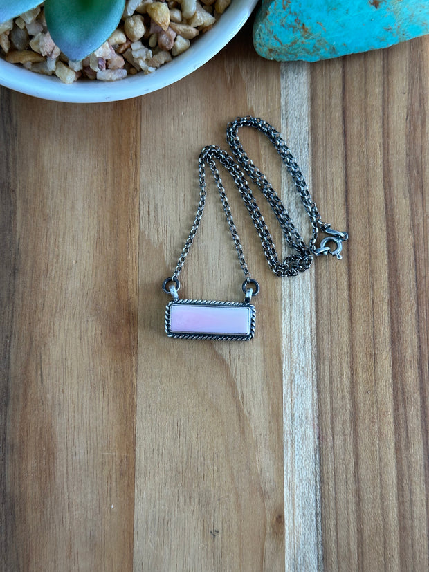 Pink Conch Bar Necklace