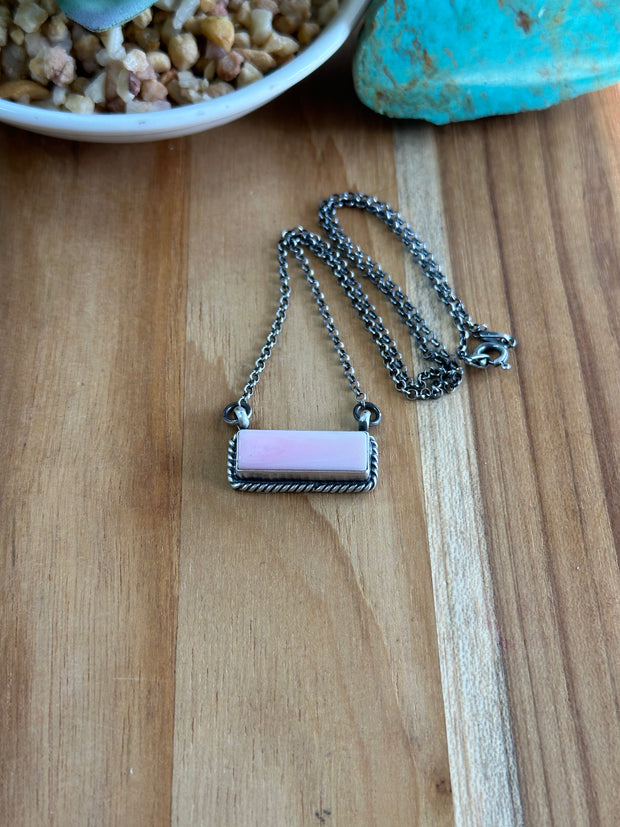 Pink Conch Bar Necklace