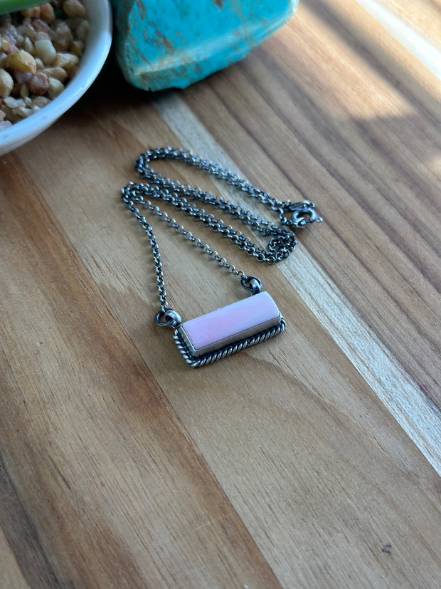 Pink Conch Bar Necklace
