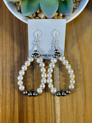 Freshwater Pearl Navajo Style Teardrop Earrings