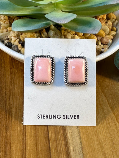 Pink Conch Square Earrings